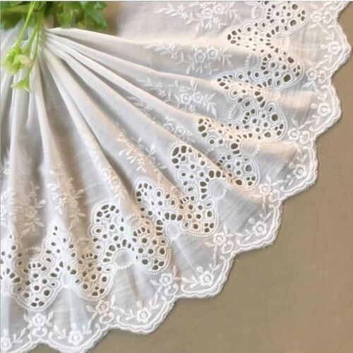 3Yard/Lot Width 26CM 100% Cotton Cloth Embroidered Lace Fabrics Womens Clothing Diy Lace Trim Home Textile Accessories