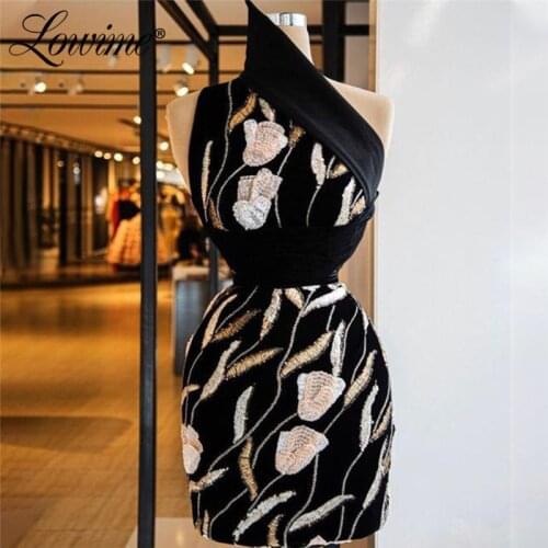 Lowime Short Black Party Dresses 2021 Customized Beaded Evening Gowns Robe De Soirée De Mariage Prom Dress Graduation Dresses