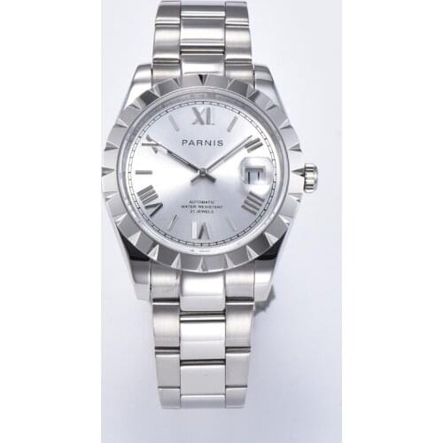 Parnis 39mm Men Automatic Mechanical Watch white dial Sapphire glass miyota 8215 Movement automatic Watches PA142