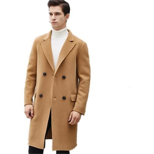100%Wool Coat Men Double Breasted Long Man Jacket Korean Style Overcoat Mens Coats and Jacket Abrigo Hombre XP022 KJ1495