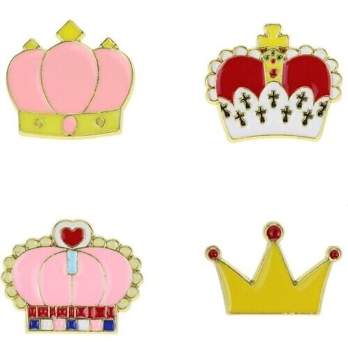 Four styles of alloy crown brooches optional painting oil cartoon crown badge clothing accessory brooch