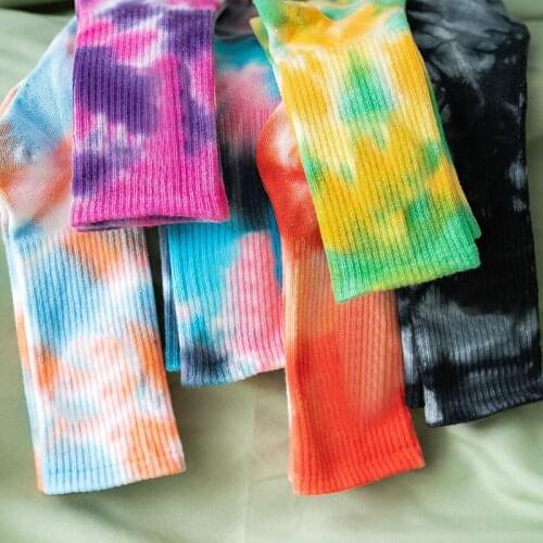 Men and women socks solid color Tie-dye socks street trend high-top tide cotton socks basketball men socks skateboard socks