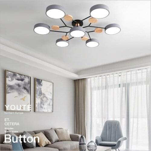 JFLED New Nordic Living Room Chandelier Modern Minimalist Low Floor Bedroom Lamp Creative Model Room Macaron Log Chandelier