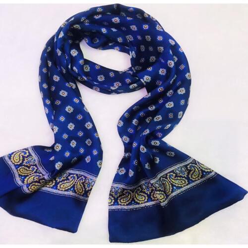 New Vintage 100% Silk Scarf Men Fashion paisley Flowers Pattern Print Double Layer Silk Satin Neckerchiefs #4090