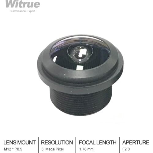 Fisheye lens 1.781mm HD 3 Megapixel M12 X P0.5 Mount 1/2.7" F2.0 Waterproof IP68 with 650nm IR filter for Security CCTV Cameras