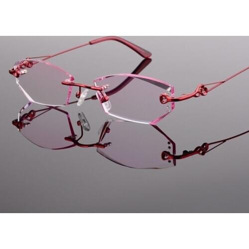 Rimless Custom Made Prescription Glasses Fashion Optical Glasses Myopia Hyperopia Women Fashion Diamond Glasses 37