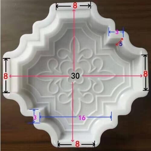 One Set of Two Plastic Concrete Road Path Making Paver Mould DIY 3D Flower Pattern Brick Paving Molds