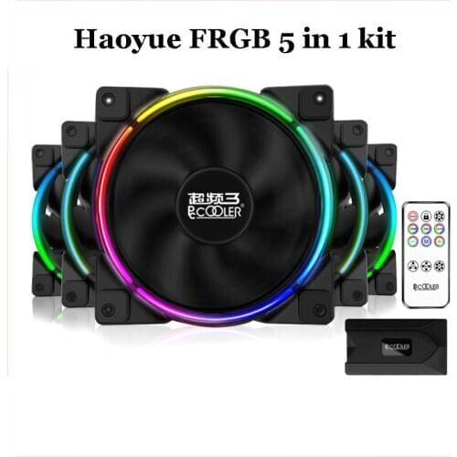 Pccooler Haoyue 120mm chassis fan 5 in 1 kit, 5V/3 pin FRGB silent PWM fan, can be used for water-cooled cold row