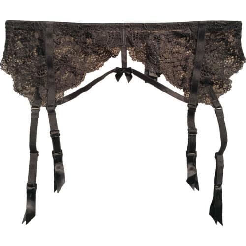 Women Garters Black Lace Bow Garter Belt 4 Straps Metal Buckles Sexy Suspender Belt for Stocking Retro Sexy Lingerie GA1239