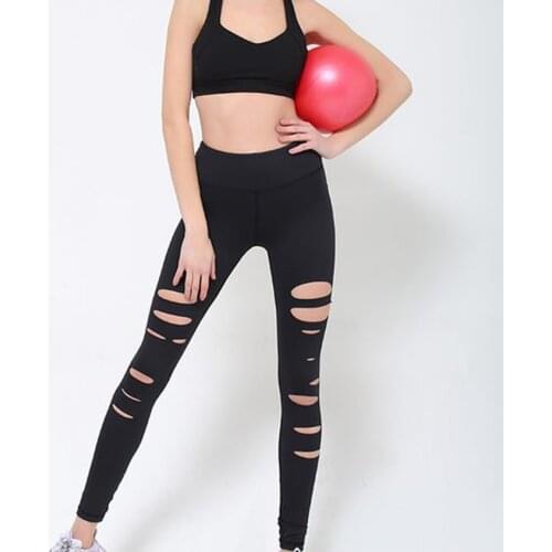 Hollow Yoga Pants Women Sexy Black Leggings High Waist Holes Outdoor Fitness high quality Gym Tights Jogging Sportwears