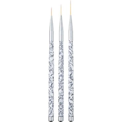 Draw line pen, painted garland, chain link, flower painting, fine pen, nail tool, marble pattern nail brush, 3 sets