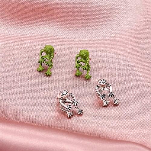 Vintage Cute Frog Earrings For Women Girls Trendy Simple Design Retro Animal Gothic Stud Ear Jewelry Party Gifts