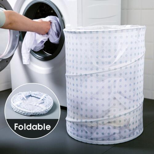 Foldable Clothes Storage Baskets Mesh Washing Dirty Clothes Laundry Basket Portable Sundries Organizer Toy Container Space Save