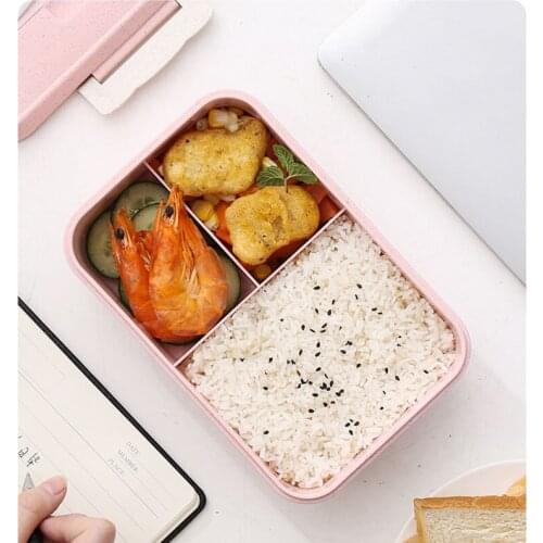 Student lunch box can microwave oven Japanese tableware compartment insulated lunch box plastic square fast food box