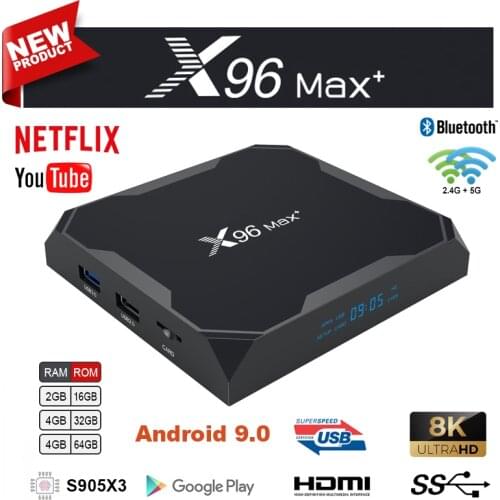 X96 MAX Plus Android 9.0 TV Box Amlogic S905X3 Quad Core 2G 4G 16/32/64GB Dual Wifi BT H.265 8K 24fps Support Youtube X96Max