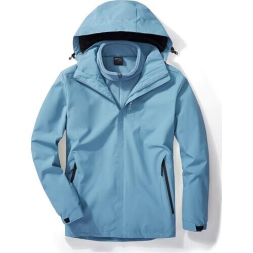 Outdoor jacket for men and women with the same three-in-one jacket with particle fleece liner waterproof, cold and warm overalls