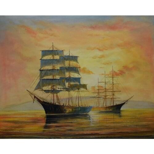 Ultra Low Price Sale 100% Hand Painted Oil Painting on Canvas Sailboat Seascape Canvas Painting Wall Art Picture for Home decor
