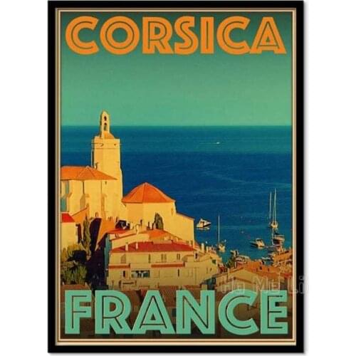 Vintage Travel Poster Corsica France Retro Style Wall Decor