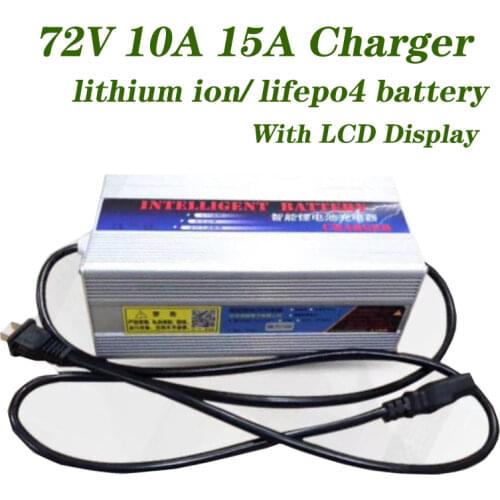 72V 10A 15A 20S 84V Li-ion 24S 87.6V Lifepo4 Curren Adjust Charger 5A 10A LCD Display Lithium Ion Lipo Battery Fast Charge ebike