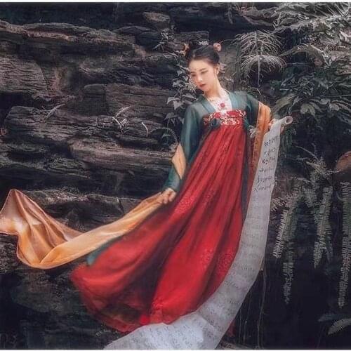 4.5M Hemline Women Classical Folk Dance Costume Embroidery Hanfu Traditional Fairy Dress Performance Clothes Festival Outfit