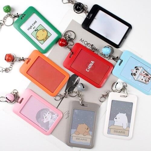 1PC Cute Cartoon Card Holder Unisex Bank Identity Bus ID Credit Card Holder Case with Key Chain Card Cover Case Kids Gift