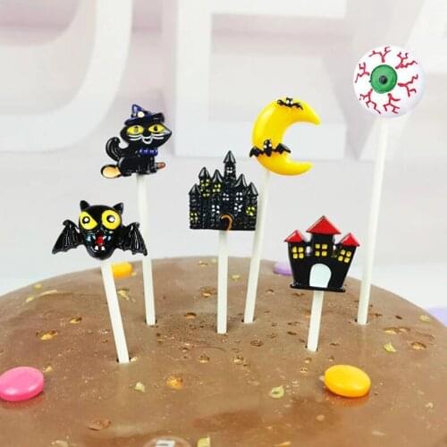 1PC Halloween Cake Decoration Topper Insert Sign Card Resin Cake Dessert Insert Pumpkin Sign Festival Party Decoration