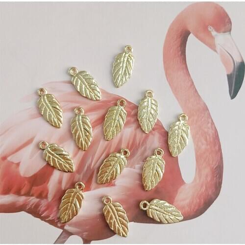 10pcs/lot Alloy Creative Gold Small Leaf Pendant Buttons Ornaments Jewelry Earrings Choker Hair DIY Jewelry Accessories Handmade