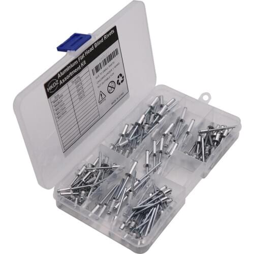 100Pcs/Set M4*6.4-16mm Aluminum Alloy Countersunk Open Blind Pop Rivets Assortment Kit