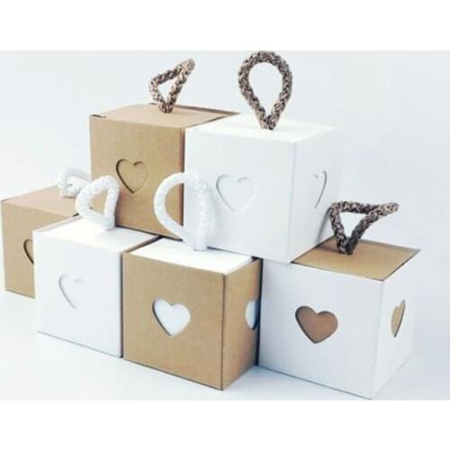 1000pcs Romantic Lover Black Heart Window Candy Box Wedding Decoration Vintage Kraft Favors Gift Boxes NO350