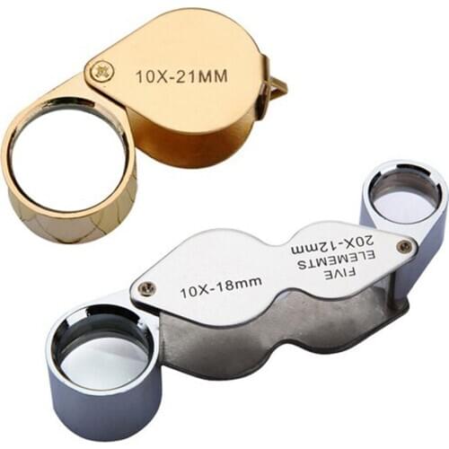 10x Magnifying Magnifier Glass Jewellers Eye Foldable Jewelry Loop Loupe(Golden)