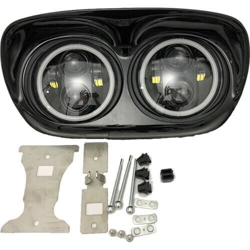 5.75" LED Dual Motorcycle Headlights with Halo Angle Eyes for 2004-2006 Road Glide EFI FLTRI 2007-2009 FLTR