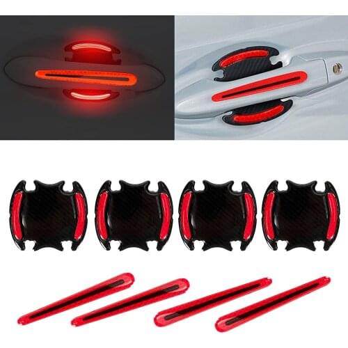 8pcs 3D Car Reflective Sticker Tape Reflector Fender Warning Bumper Strip Door Handle Bowl Cover Car Exterior Accessories Set AA