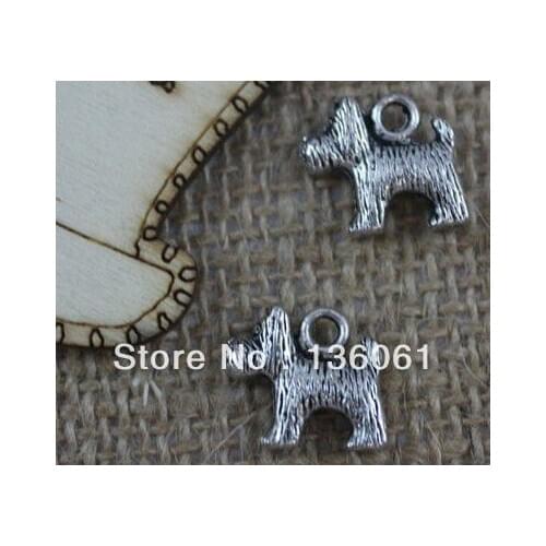 Antique Silvers Vintage Charms Lovely Dog Pendants For Jewelry Making Findings Bracelets Handmade Accessories DIY 10pcs Z376