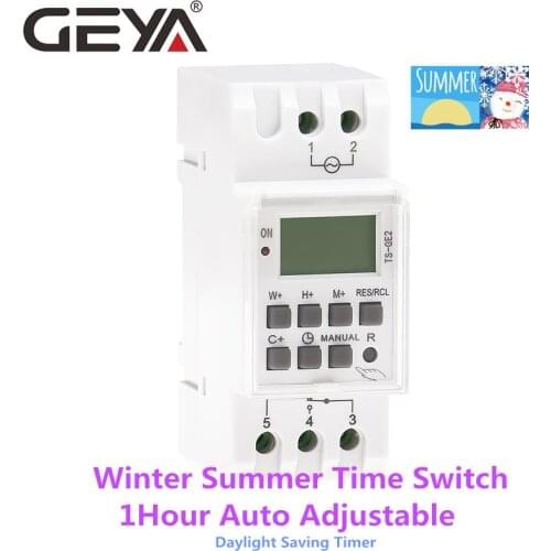 GEYA TS-GE2 Winter Summertime 1Hour Automatic Adjustable Timer Switch Programmable Daily Weekly Digital Time Controller 16A 220V