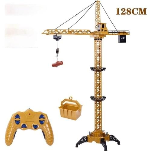 RC Tower Crane 6CH 128CM 680Rotation Lift Model 2.4G Remote Control Construction Crane Toy With Light & Sound For Kids Gift