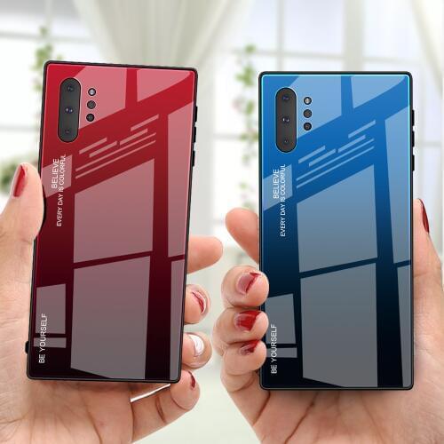 For Samsung Galaxy Note 10 Case Hard Tempered Glass Gradient protective Back Cover case For samsung note 10 plus note10 pro 10