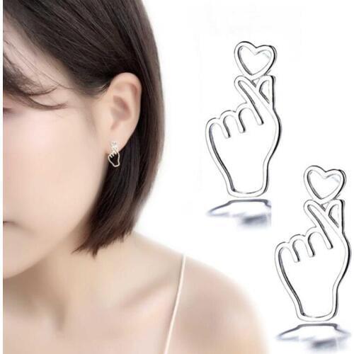 EM265 Fashion Dangle Earring For Women Hand Cardio Earring Girl Silver Plated Jewelry Wholesale