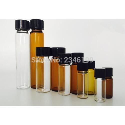 20ML 30ML 40ML 60ML 50pcs/lot Amber Glass Bottles With Screw Cap Antibiotic Vials Medical Liquid Leakproof Packing Bottles