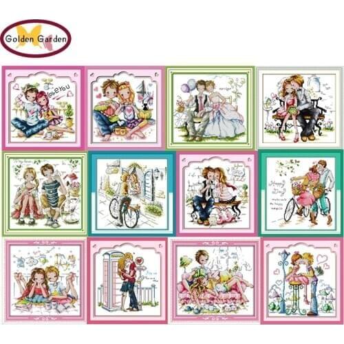 GG Romantic Love Counted Cross Stitch Embroidery Sets 11CT 14CT DIY Kit Needlework Cartoon Cross Stitch Pattern for Kids