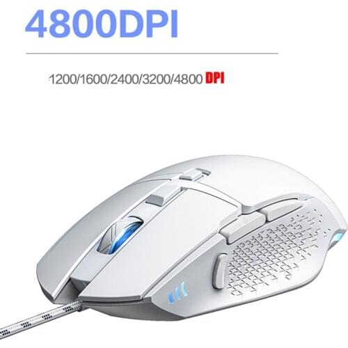 Gaming Mouse Wired 4800 DPI Breathing Light Ergonomic Game USB Computer Mice RGB Gamer Desktop Laptop PC Gaming Mouse for Window