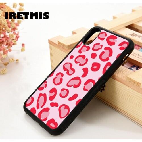Iretmis 5 5S SE 6 6S TPU Silicone Rubber phone case cover for iPhone 7 8 plus X Xs 11 Pro Max XR Pretty Kitty Pink Leopard Print