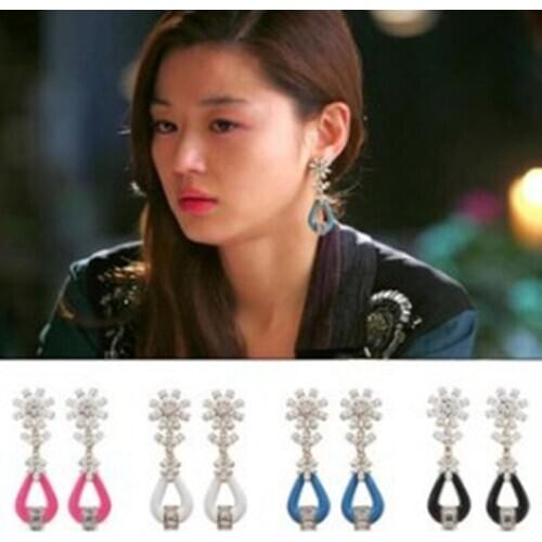 Korean fashion hot jewelry Exquisite rhinestone enamel crystal Christmas snowflake flower long earrings Wholesale