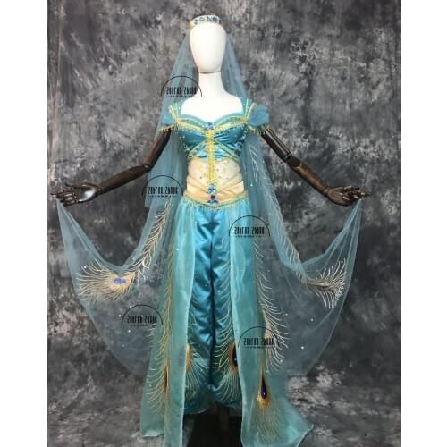 Top Quality New Movie Jasmine Princess Embroidery Cosplay Costume For Adult Women Girls Halloween Party Costume