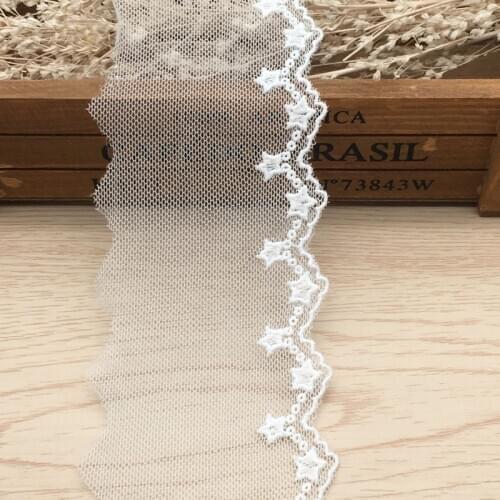 14yards white Gauze mesh embroidery thread Lace Trim lace fabric DIY clothing dress patchwork home textile Sewing Accessories