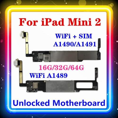 For IPad Mini 2 Motherboard 16G 32G 64G Full Chips Logic Board Clean WLAN Cellular Version A1489 A1490/A1491