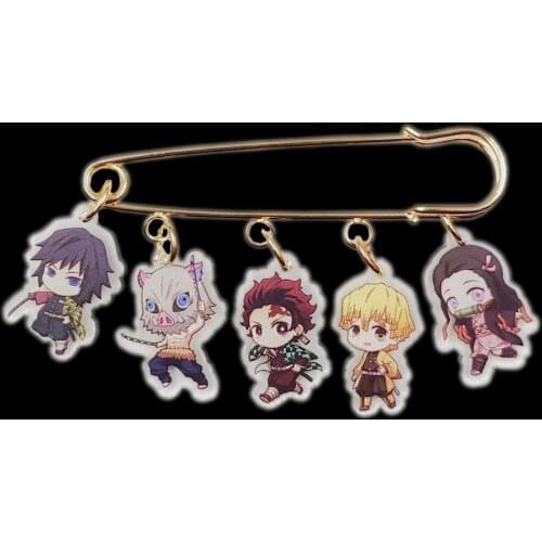 Fashion Acrylic Anime Cartoon Demon Slayer Brooch Overcoat Badge Girl Student Women Men Pupil Birthday Gift Drop Shipping