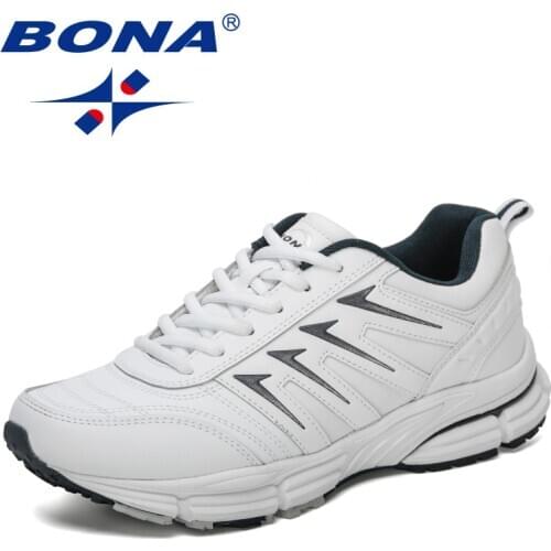 BONA 2021 New Designers Classics Running Shoes Men Outdoor Sport Action Leather Sneakers Man Light Casual Anti-skid Footwear