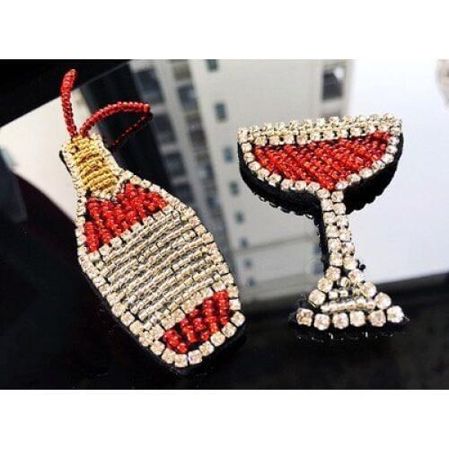 Bottle set rhinestones bead brooch patches applique vintage crystal fabric sew on patch fashion clothing bags decoration patch