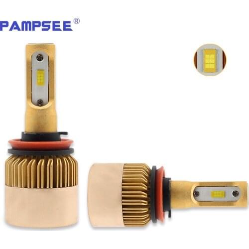 PAMPSEE 2Pcs H11 LED Headlight 8600Lm H8 H9 Car Led Headlights Bulb Fog Light Auto Headlamp for Toyota/VW/Hyundai/Kia/Chevrolet