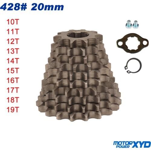428# 20mm 10 11 12 13 14 15 16 17 18 19 T Teeth Front Engine Chain Sprocket For Dirt Pit Bike Monkey ATV Quad Go Kart